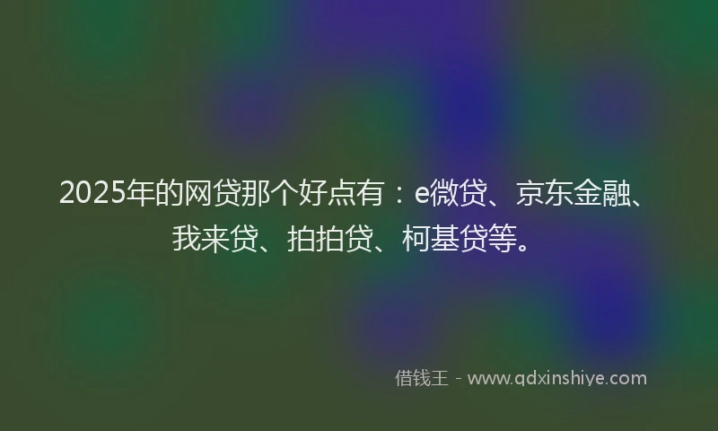 2025年的网贷那个好点有：e微贷、京东金融、我来贷、拍拍贷、柯基贷等。