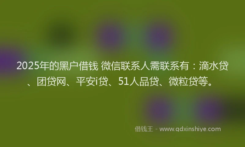 2025年的黑户借钱 微信联系人需联系有：滴水贷、团贷网、平安i贷、51人品贷、微粒贷等。