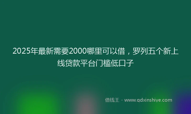2025年最新需要2000哪里可以借，罗列五个新上线贷款平台门槛低口子