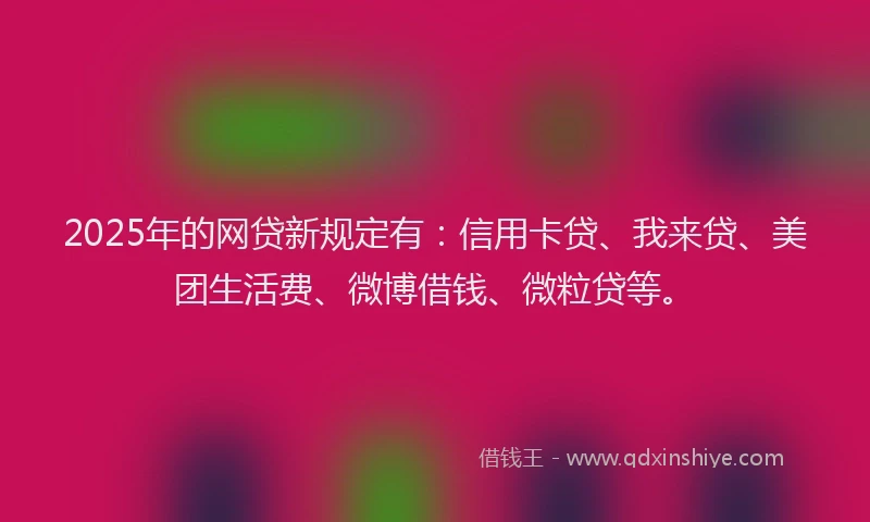 2025年的网贷新规定有：信用卡贷、我来贷、美团生活费、微博借钱、微粒贷等。