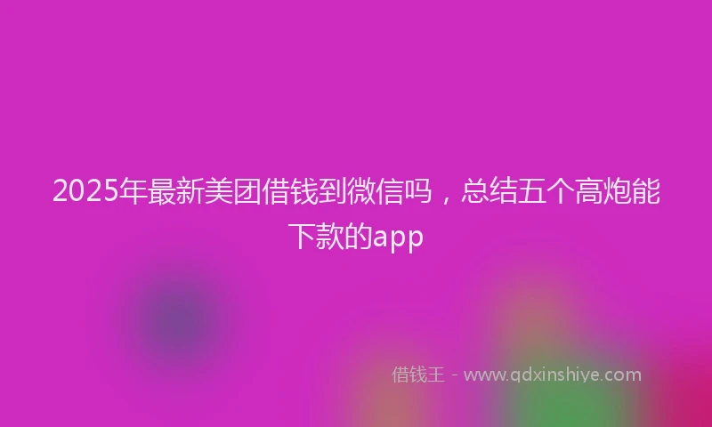 2025年最新美团借钱到微信吗，总结五个高炮能下款的app