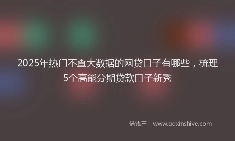 2025年热门不查大数据的网贷口子有哪些，梳理5个高能分期贷款口子新秀