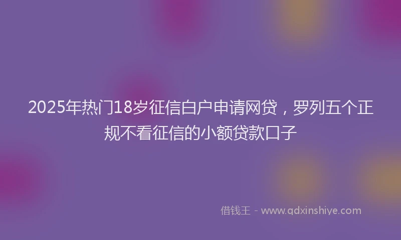 2025年热门18岁征信白户申请网贷，罗列五个正规不看征信的小额贷款口子