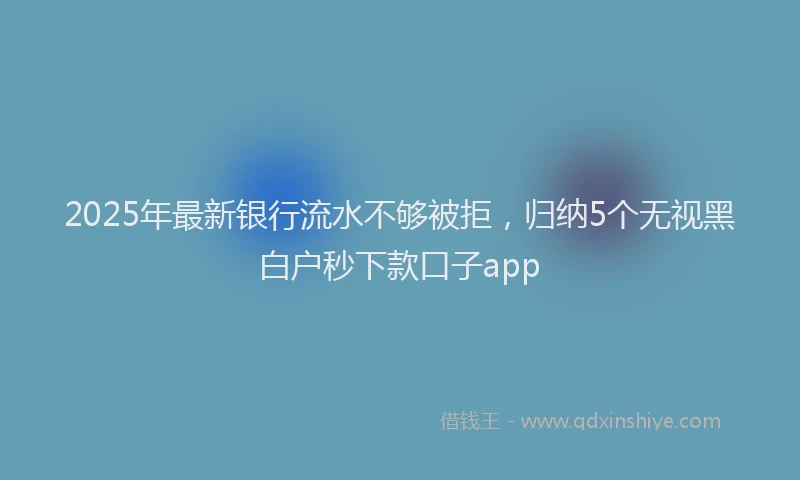 2025年最新银行流水不够被拒，归纳5个无视黑白户秒下款口子app