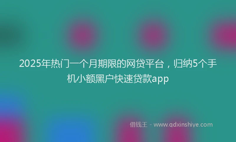 2025年热门一个月期限的网贷平台，归纳5个手机小额黑户快速贷款app