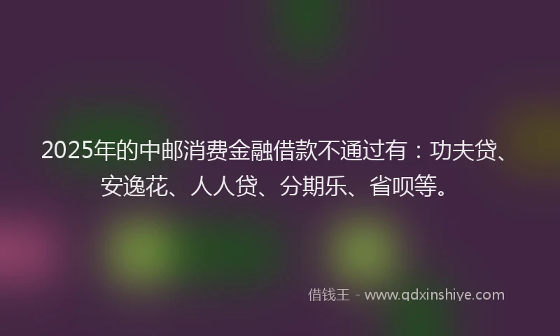 2025年的中邮消费金融借款不通过有：功夫贷、安逸花、人人贷、分期乐、省呗等。