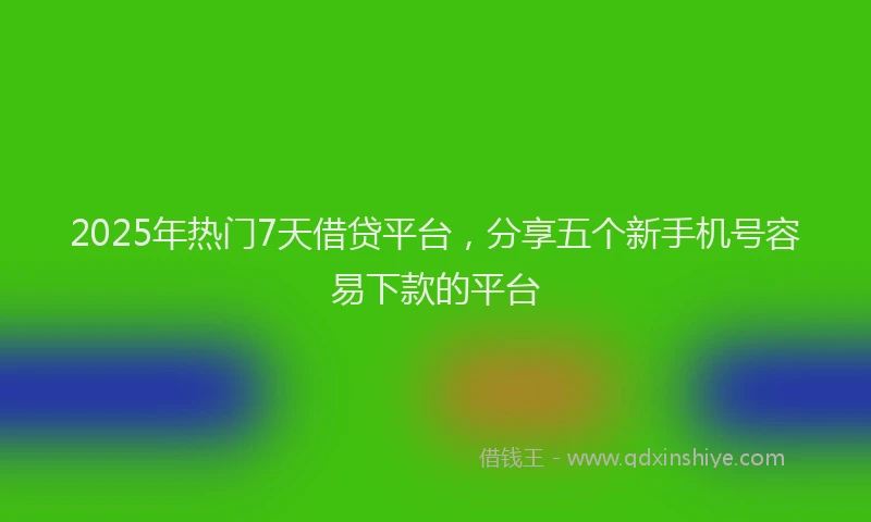 2025年热门7天借贷平台，分享五个新手机号容易下款的平台