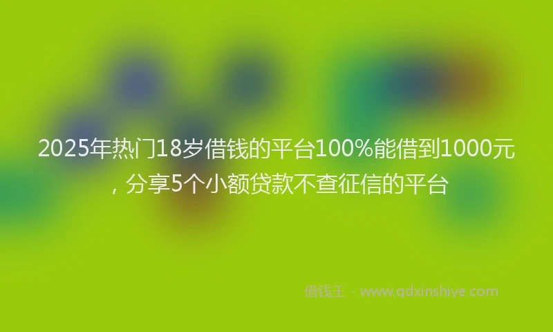 2025年热门18岁借钱的平台100%能借到1000元，分享5个小额贷款不查征信的平台