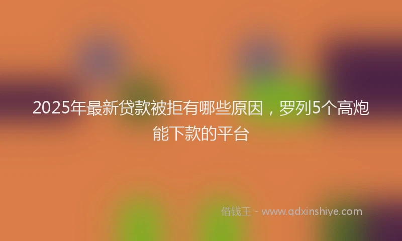 2025年最新贷款被拒有哪些原因，罗列5个高炮能下款的平台
