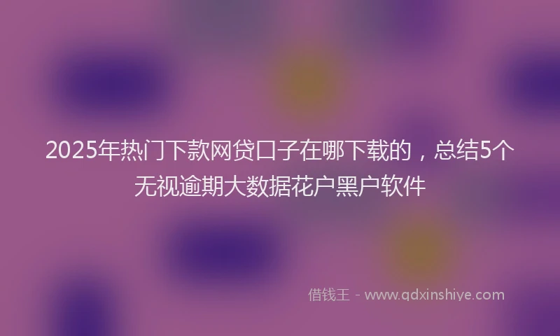 2025年热门下款网贷口子在哪下载的，总结5个无视逾期大数据花户黑户软件