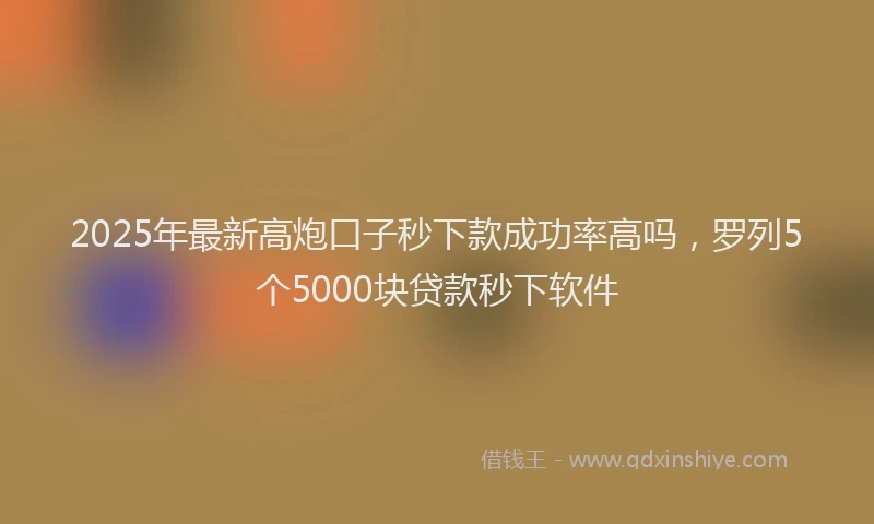 2025年最新高炮口子秒下款成功率高吗，罗列5个5000块贷款秒下软件