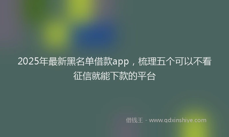 2025年最新黑名单借款app，梳理五个可以不看征信就能下款的平台
