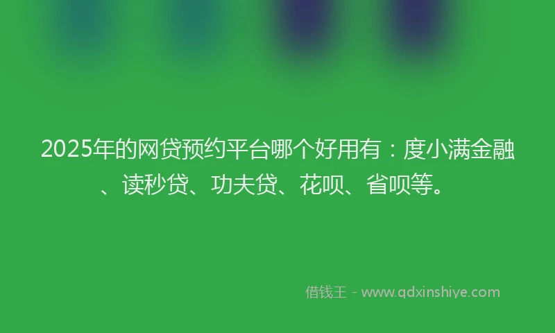 2025年的网贷预约平台哪个好用有：度小满金融、读秒贷、功夫贷、花呗、省呗等。