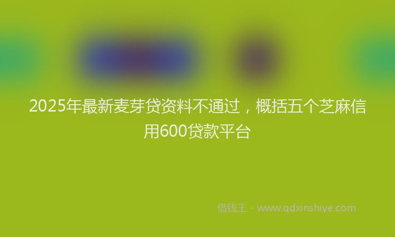 2025年最新麦芽贷资料不通过，概括五个芝麻信用600贷款平台