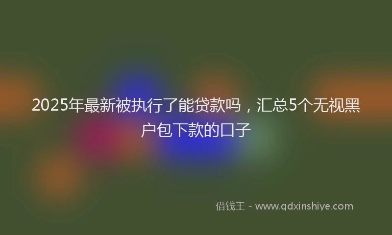 2025年最新被执行了能贷款吗，汇总5个无视黑户包下款的口子