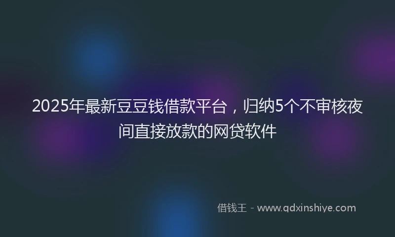 2025年最新豆豆钱借款平台，归纳5个不审核夜间直接放款的网贷软件