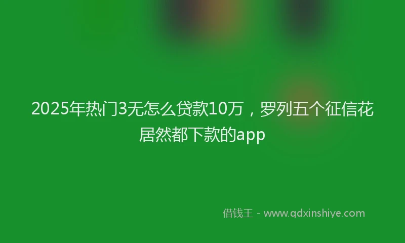 2025年热门3无怎么贷款10万，罗列五个征信花居然都下款的app