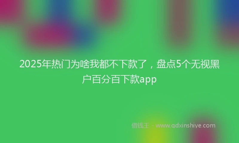 2025年热门为啥我都不下款了，盘点5个无视黑户百分百下款app