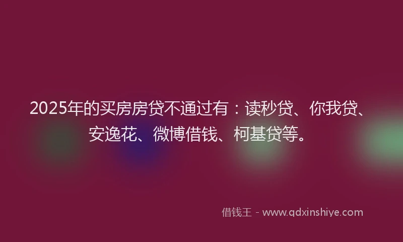 2025年的买房房贷不通过有：读秒贷、你我贷、安逸花、微博借钱、柯基贷等。