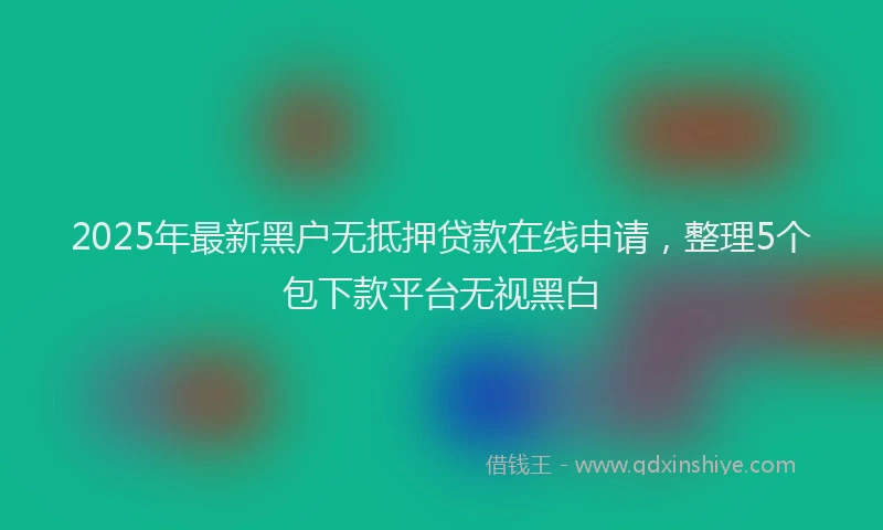 2025年最新黑户无抵押贷款在线申请，整理5个包下款平台无视黑白
