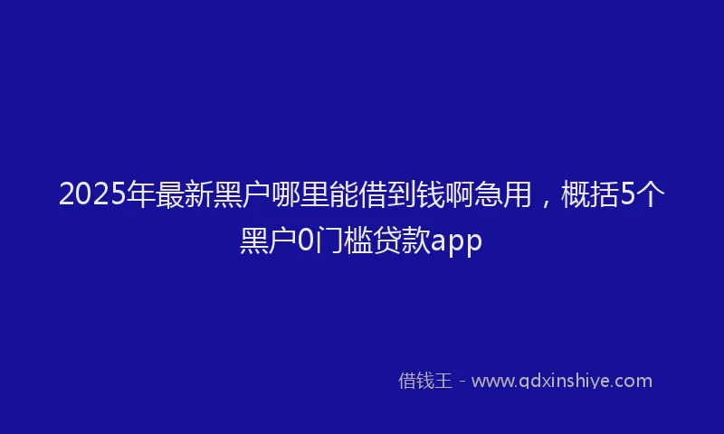 2025年最新黑户哪里能借到钱啊急用，概括5个黑户0门槛贷款app