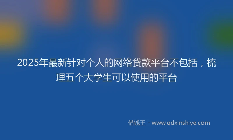 2025年最新针对个人的网络贷款平台不包括，梳理五个大学生可以使用的平台