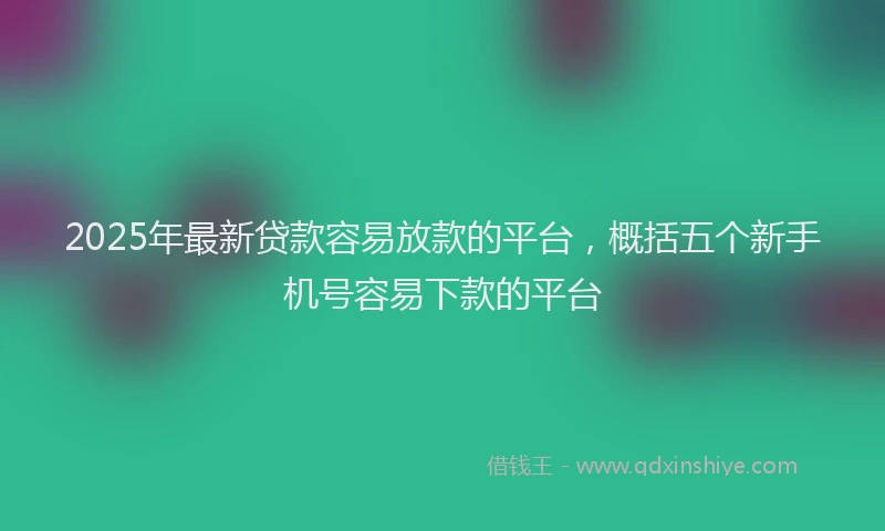 2025年最新贷款容易放款的平台，概括五个新手机号容易下款的平台
