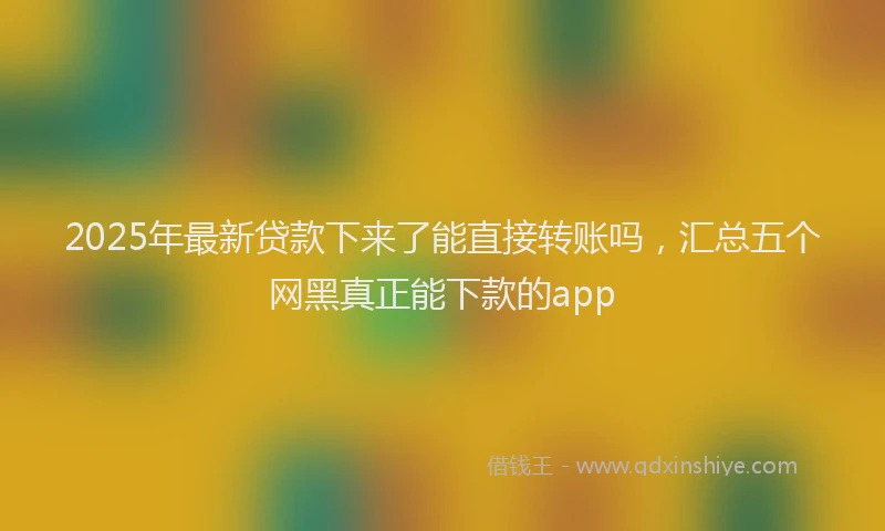 2025年最新贷款下来了能直接转账吗，汇总五个网黑真正能下款的app