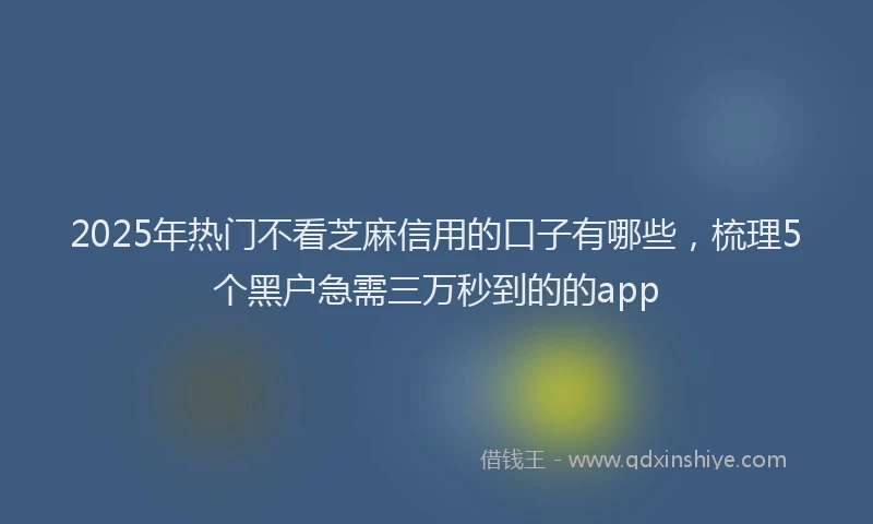 2025年热门不看芝麻信用的口子有哪些，梳理5个黑户急需三万秒到的的app