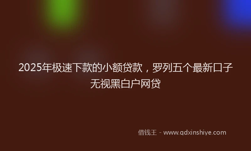 2025年极速下款的小额贷款，罗列五个最新口子无视黑白户网贷