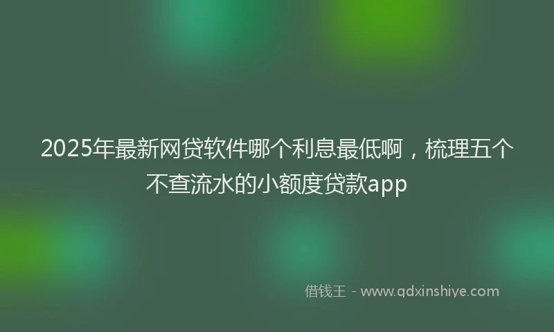 2025年最新网贷软件哪个利息最低啊，梳理五个不查流水的小额度贷款app