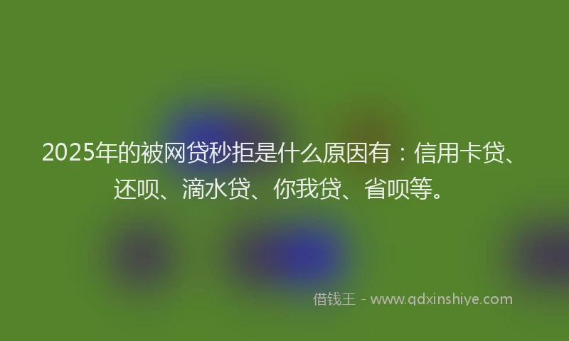 2025年的被网贷秒拒是什么原因有：信用卡贷、还呗、滴水贷、你我贷、省呗等。