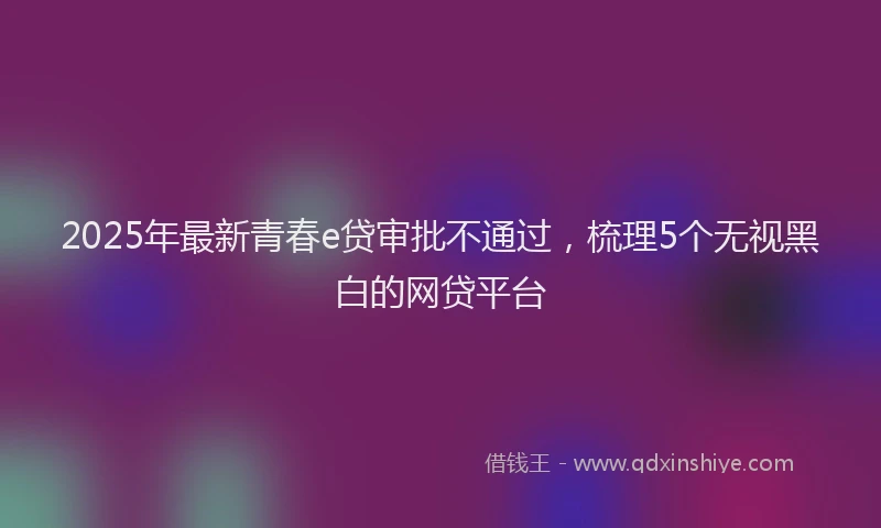 2025年最新青春e贷审批不通过，梳理5个无视黑白的网贷平台