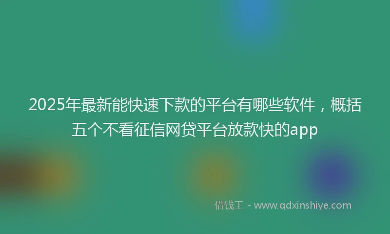 2025年最新能快速下款的平台有哪些软件，概括五个不看征信网贷平台放款快的app