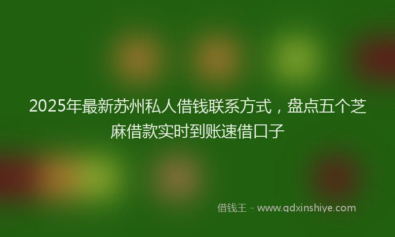 2025年最新苏州私人借钱联系方式，盘点五个芝麻借款实时到账速借口子
