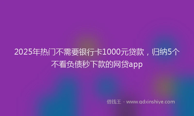2025年热门不需要银行卡1000元贷款，归纳5个不看负债秒下款的网贷app