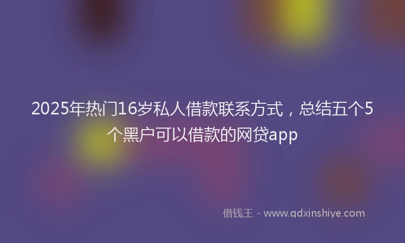 2025年热门16岁私人借款联系方式，总结五个5个黑户可以借款的网贷app