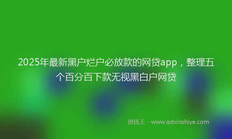 2025年最新黑户烂户必放款的网贷app，整理五个百分百下款无视黑白户网贷