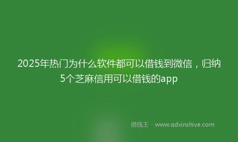 2025年热门为什么软件都可以借钱到微信，归纳5个芝麻信用可以借钱的app