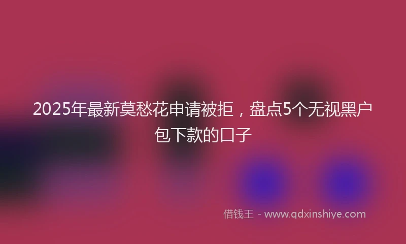 2025年最新莫愁花申请被拒，盘点5个无视黑户包下款的口子