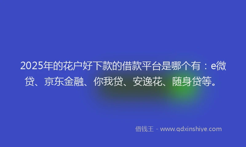 2025年的花户好下款的借款平台是哪个有：e微贷、京东金融、你我贷、安逸花、随身贷等。