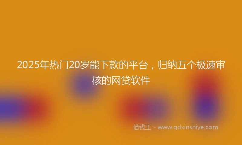 2025年热门20岁能下款的平台，归纳五个极速审核的网贷软件