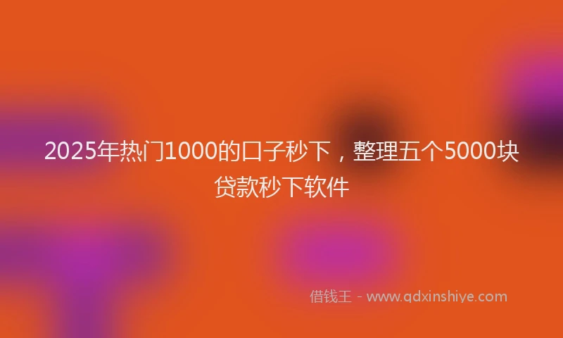 2025年热门1000的口子秒下，整理五个5000块贷款秒下软件