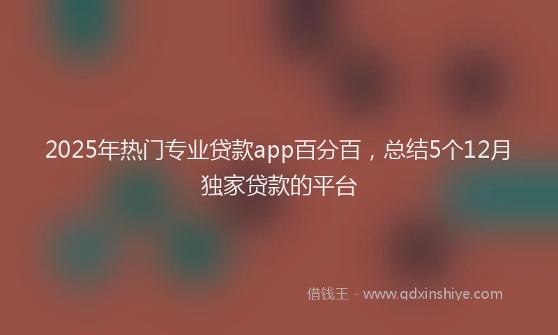 2025年热门专业贷款app百分百，总结5个12月独家贷款的平台