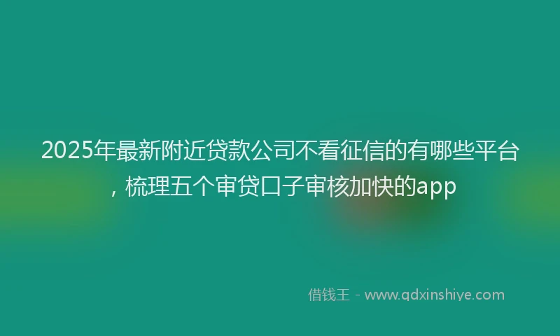 2025年最新附近贷款公司不看征信的有哪些平台，梳理五个审贷口子审核加快的app