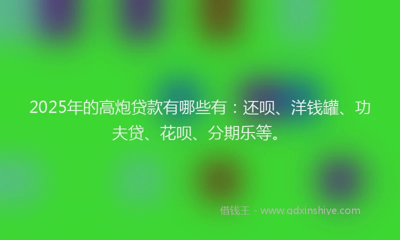 2025年的高炮贷款有哪些有：还呗、洋钱罐、功夫贷、花呗、分期乐等。