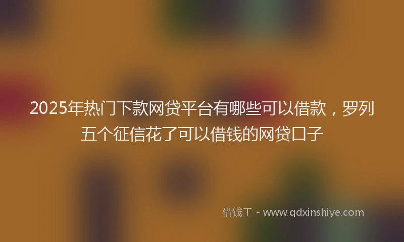 2025年热门下款网贷平台有哪些可以借款，罗列五个征信花了可以借钱的网贷口子