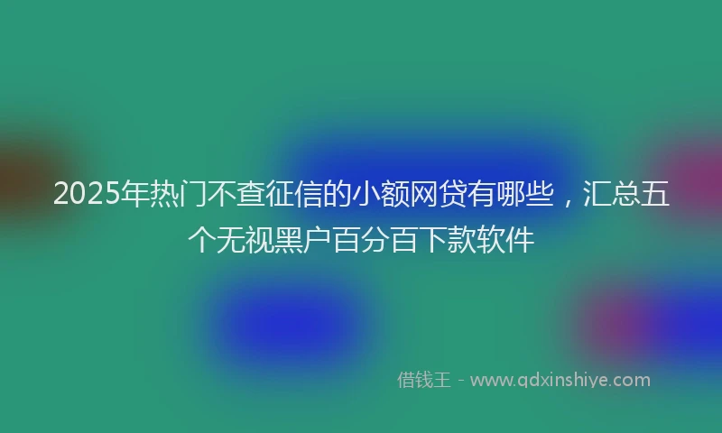 2025年热门不查征信的小额网贷有哪些，汇总五个无视黑户百分百下款软件