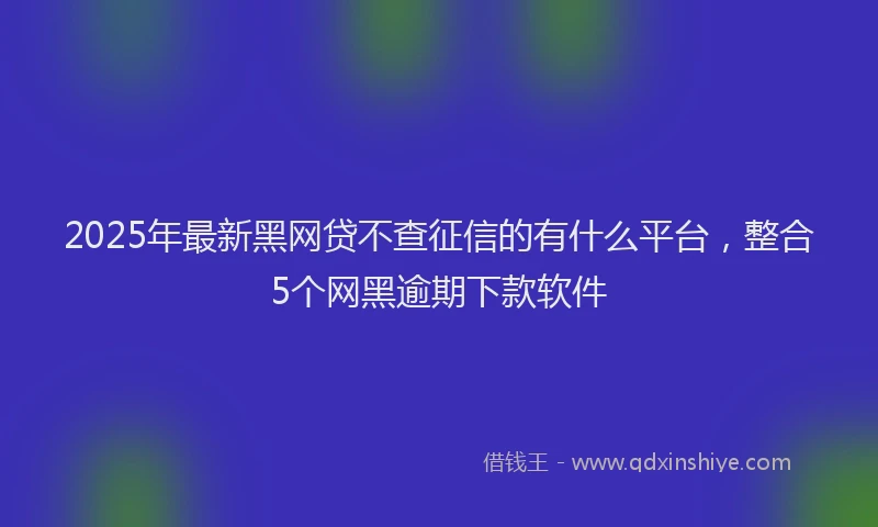 2025年最新黑网贷不查征信的有什么平台，整合5个网黑逾期下款软件