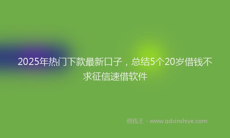 2025年热门下款最新口子，总结5个20岁借钱不求征信速借软件